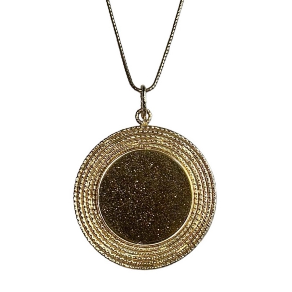 Milor Italy 14k Gold Large Round Fire Druzy Pendant
